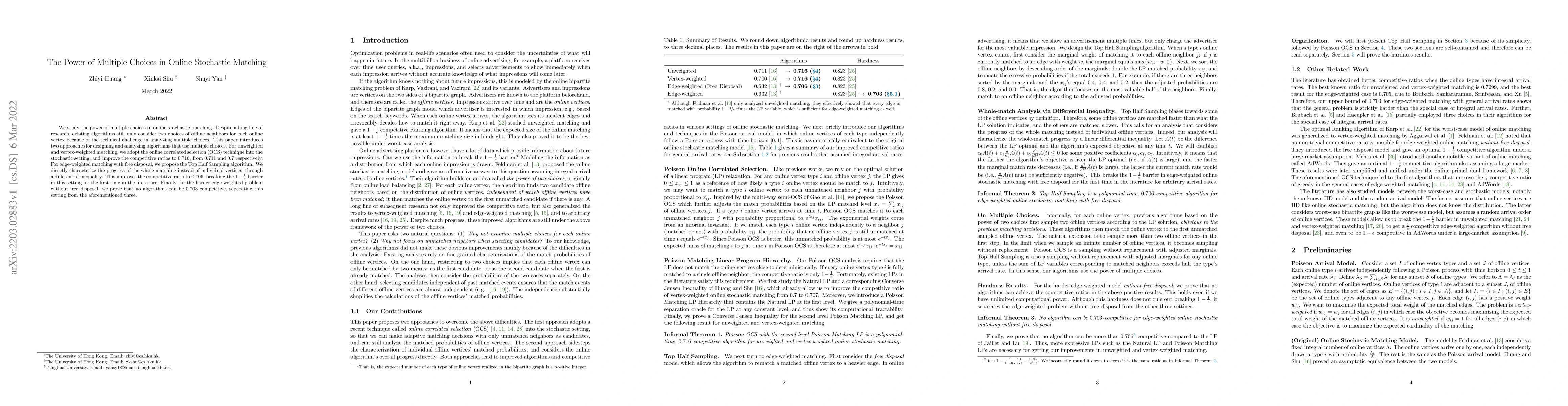Thumbnail for The Power of Multiple Choices in Online Stochastic Matching