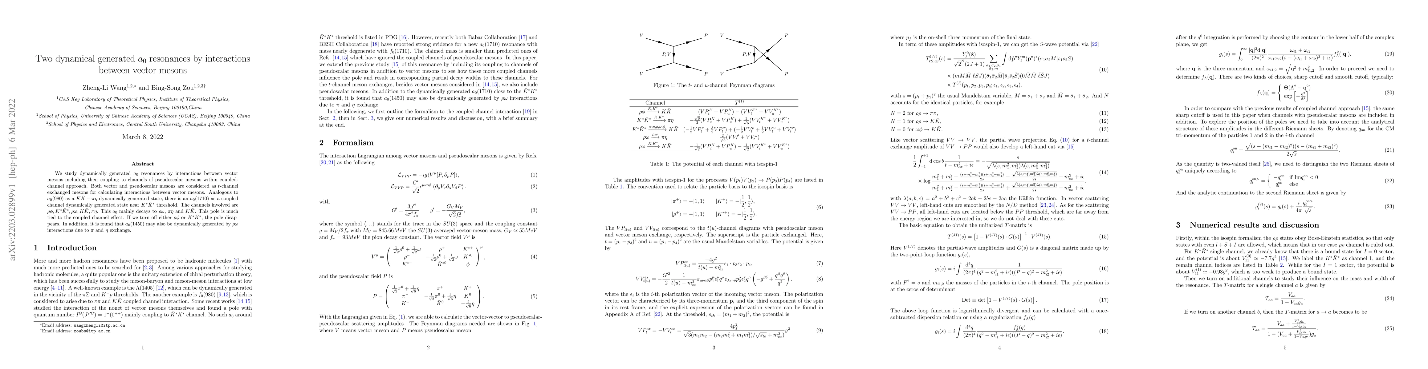 Thumbnail for Two dynamical generated $a_0$ resonances by interactions between vector
  mesons