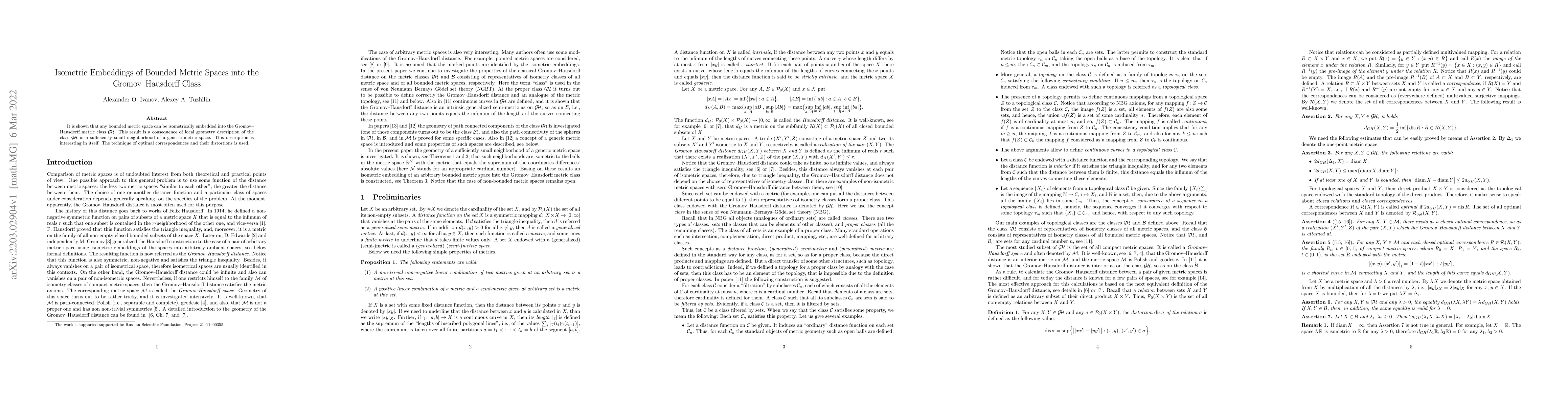 Thumbnail for Isometric Embeddings of Bounded Metric Spaces into the Gromov-Hausdorff
  Class