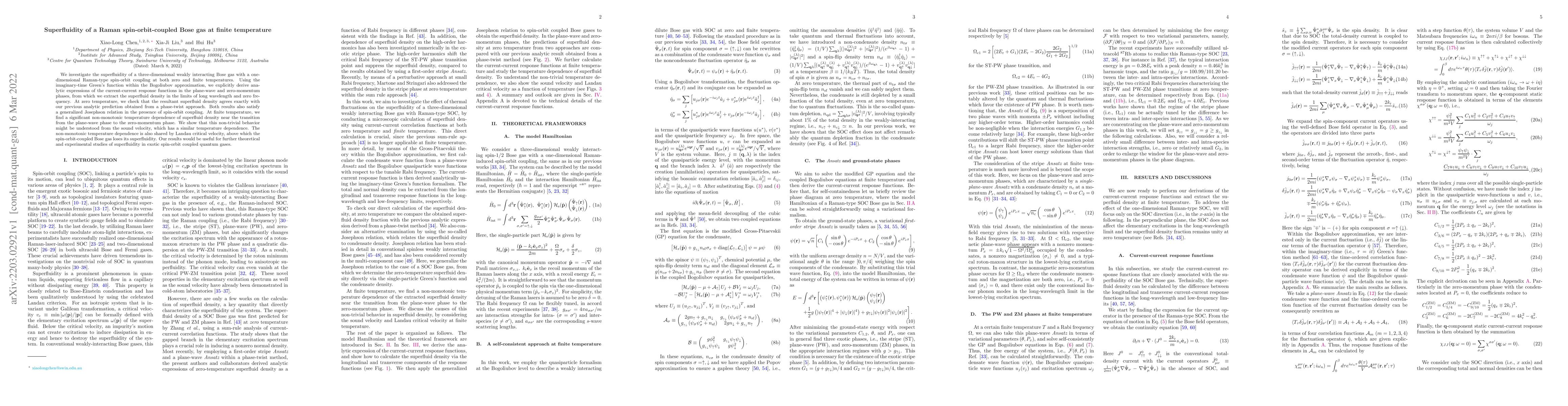 Thumbnail for Superfluidity of a Raman spin-orbit-coupled Bose gas at finite
  temperature