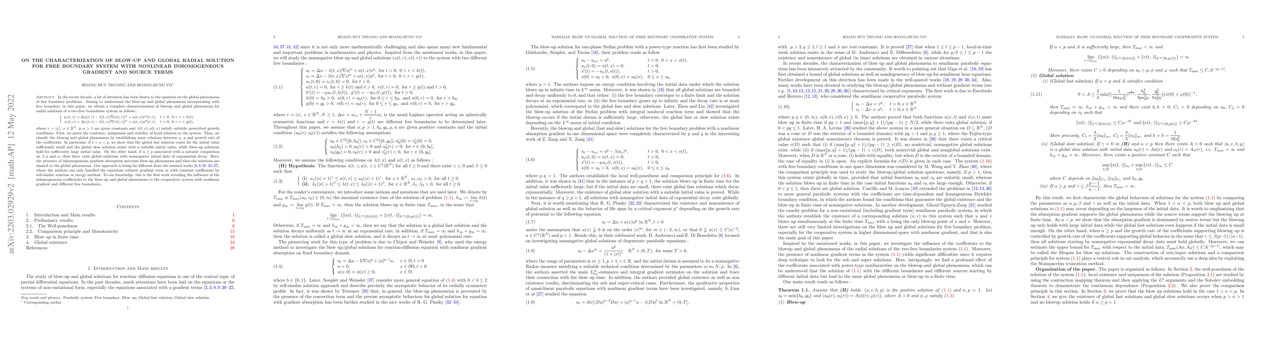 Thumbnail for On the characterization of Bow-up and Global Radial solution for free
  boundary system with nonlinear inhomogeneous gradient and source term