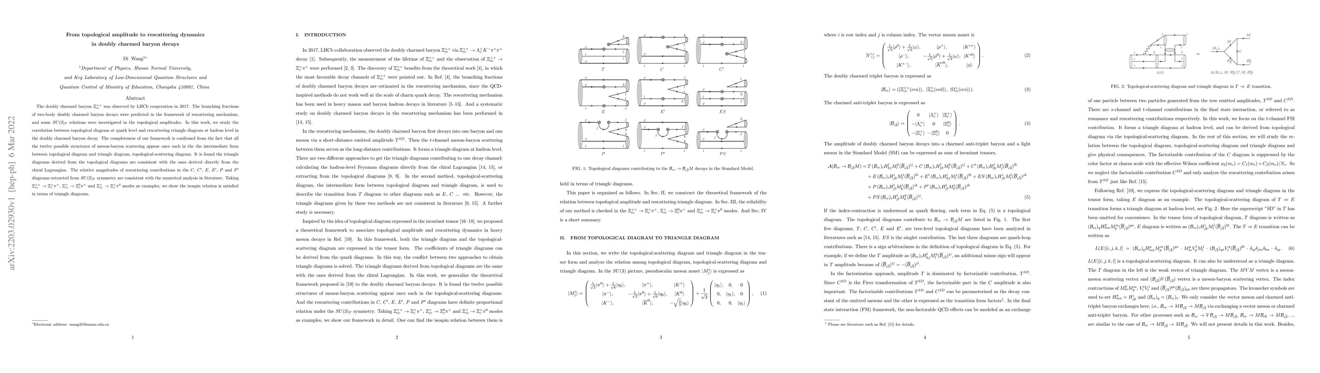 Thumbnail for From topological amplitude to rescattering dynamics in doubly charmed
  baryon decays