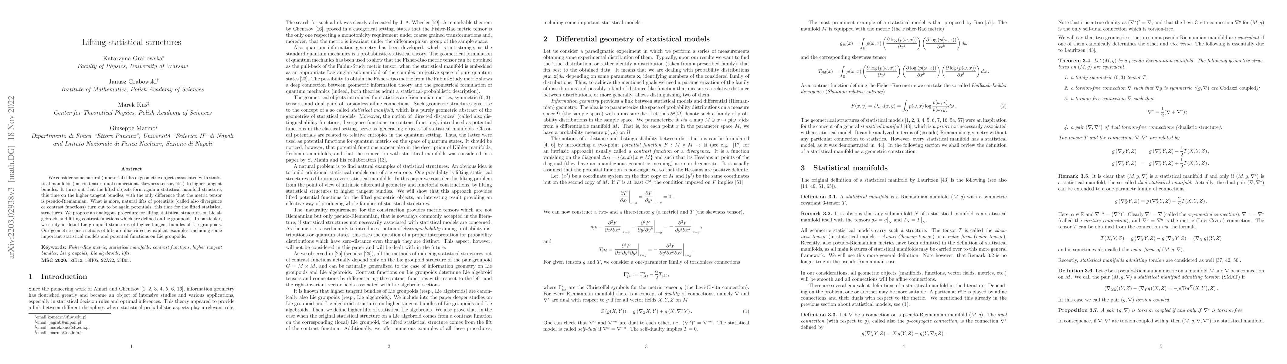 Thumbnail for Lifting statistical structures