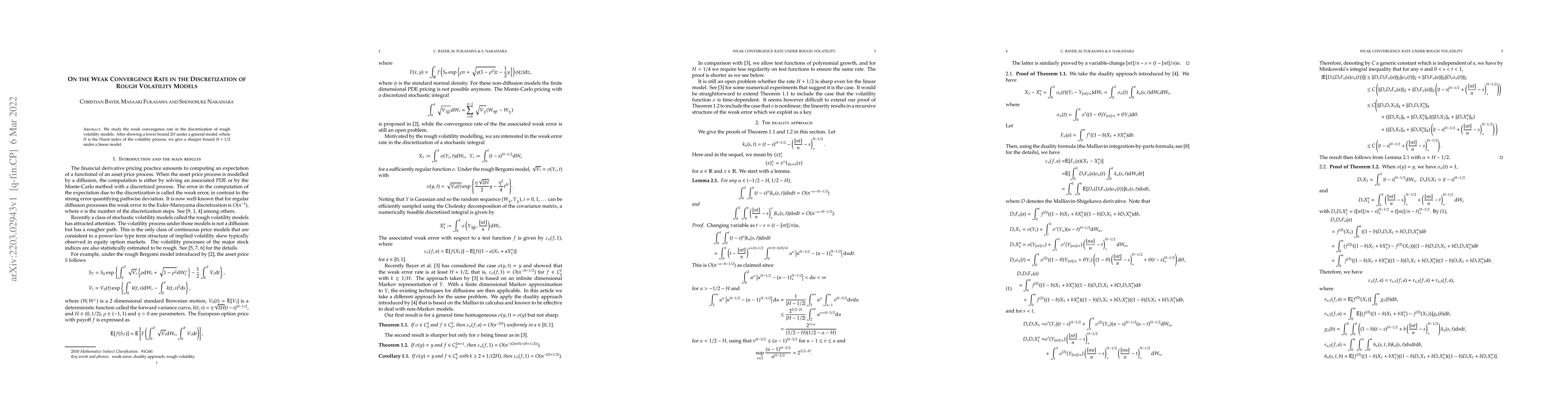 Thumbnail for On the weak convergence rate in the discretization of rough volatility
  models