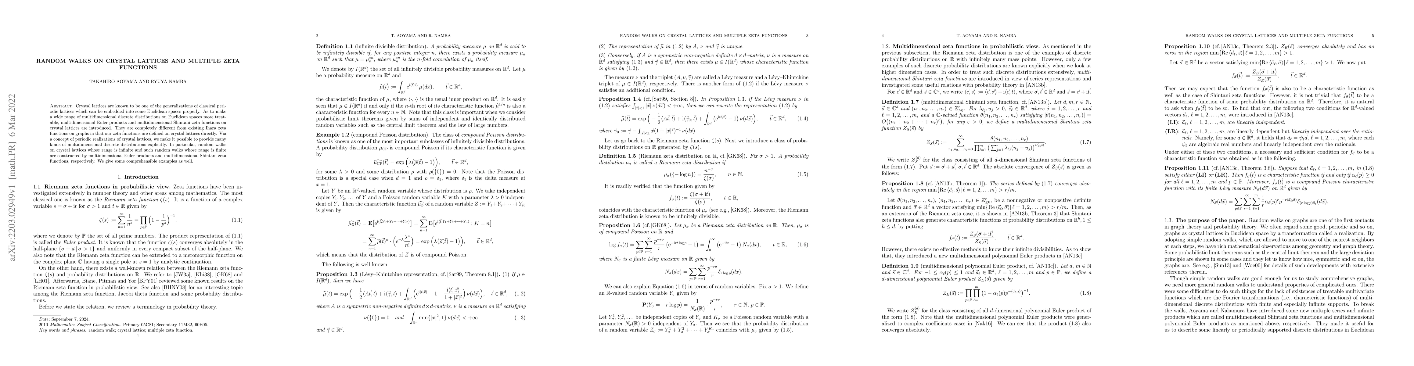 Thumbnail for Random walks on crystal lattices and multiple zeta functions