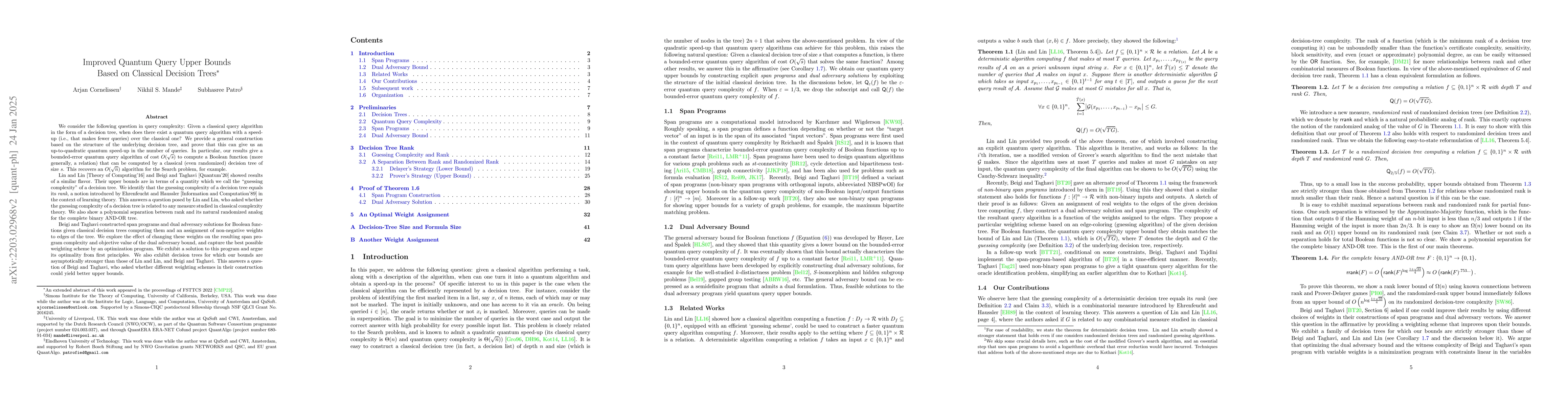 Thumbnail for Improved Quantum Query Upper Bounds Based on Classical Decision Trees