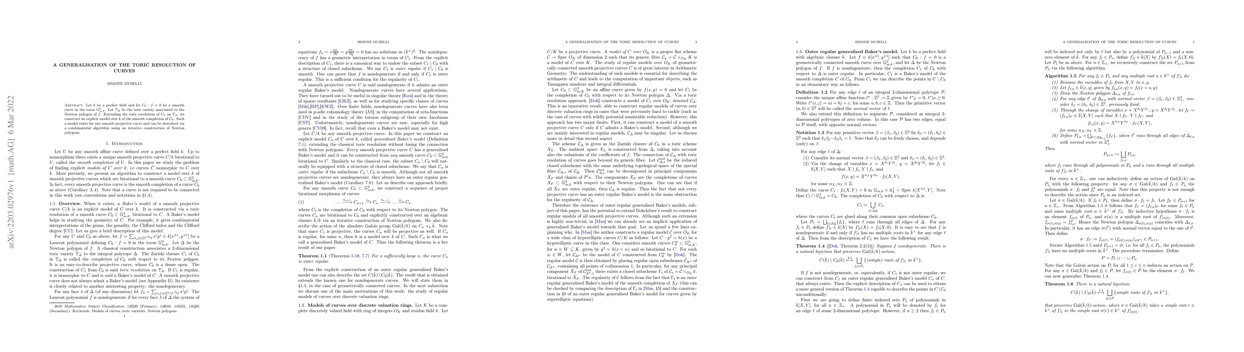 Thumbnail for A generalisation of the toric resolution of curves