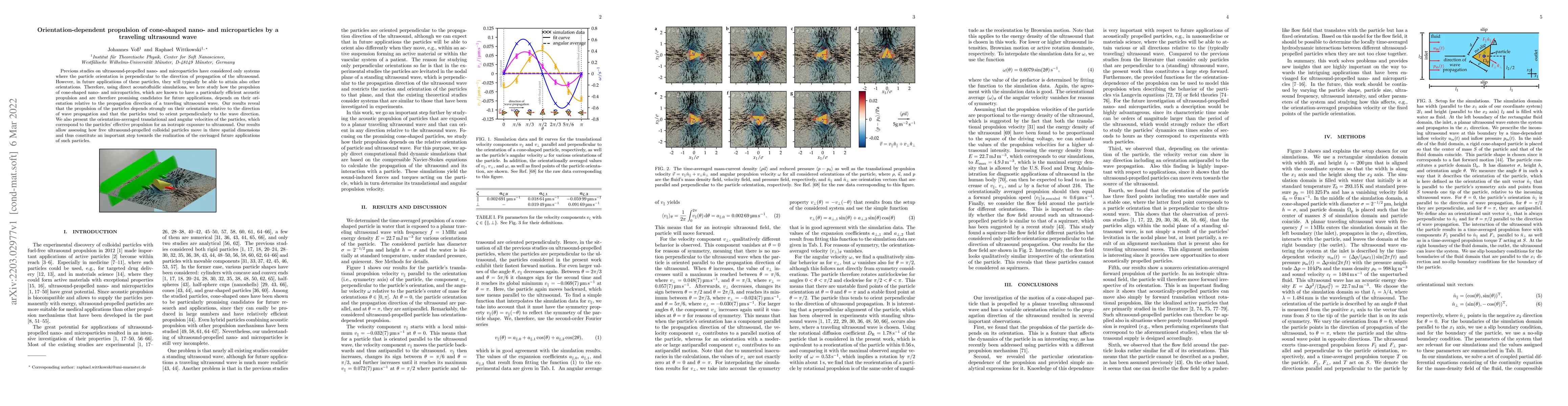 Thumbnail for Orientation-dependent propulsion of cone-shaped nano- and microparticles
  by a traveling ultrasound wave