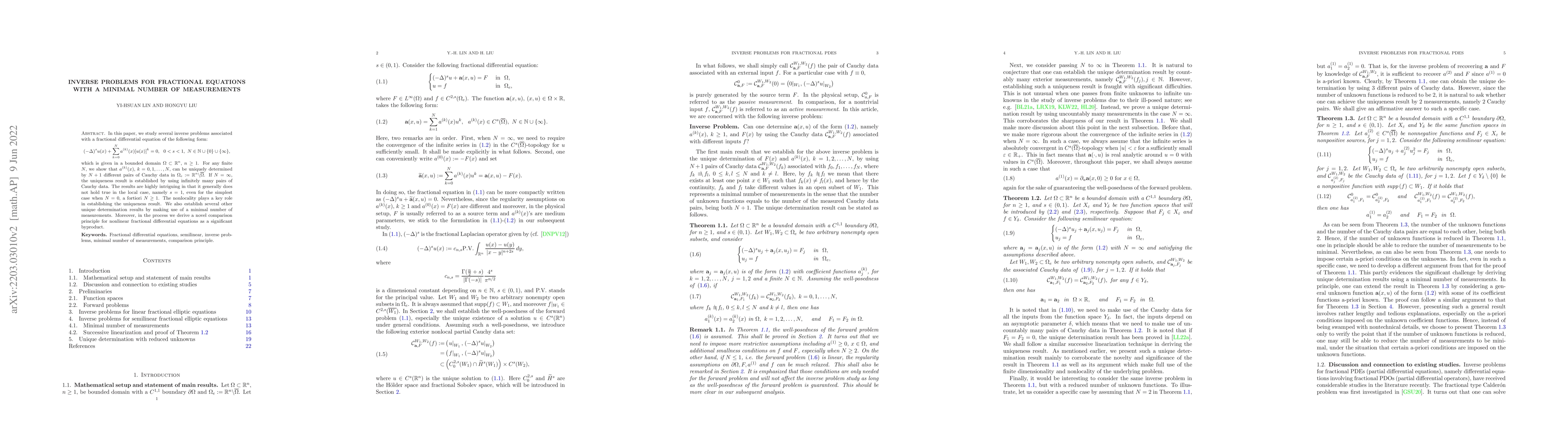 Thumbnail for Inverse problems for fractional equations with a minimal number of
  measurements
