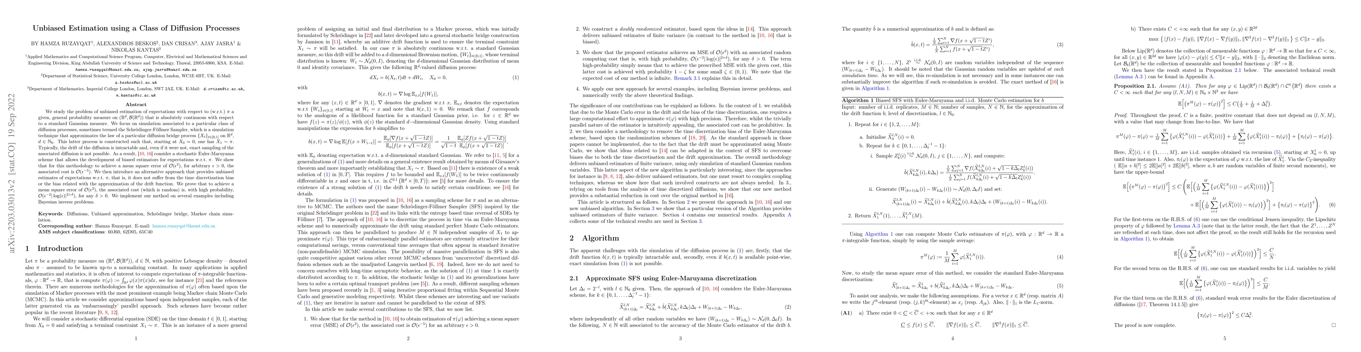 Thumbnail for Unbiased Estimation using a Class of Diffusion Processes
