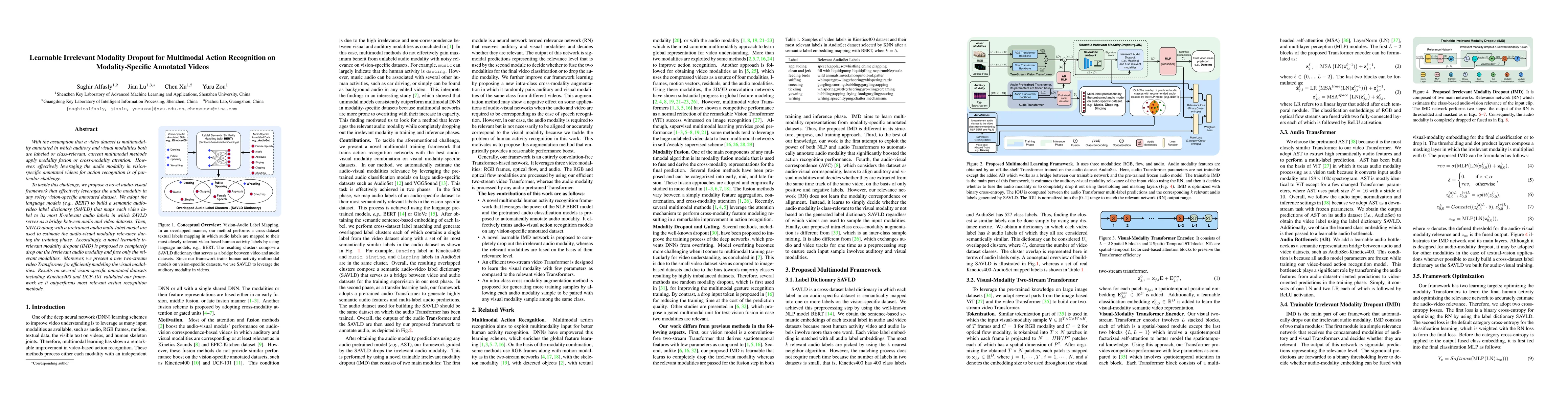 Thumbnail for Learnable Irrelevant Modality Dropout for Multimodal Action Recognition
  on Modality-Specific Annotated Videos