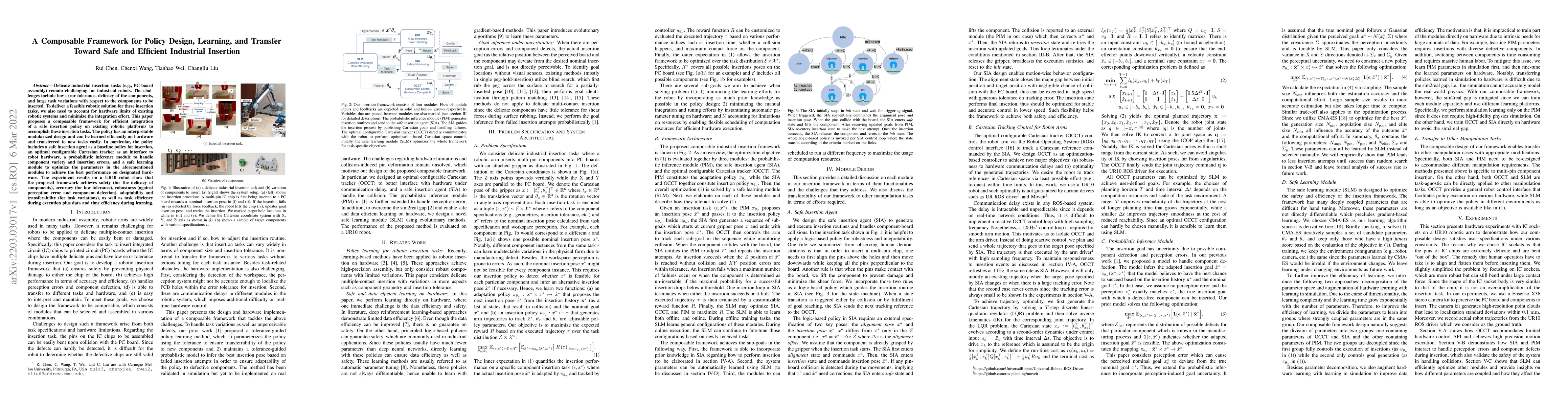 Thumbnail for A Composable Framework for Policy Design, Learning, and Transfer Toward
  Safe and Efficient Industrial Insertion