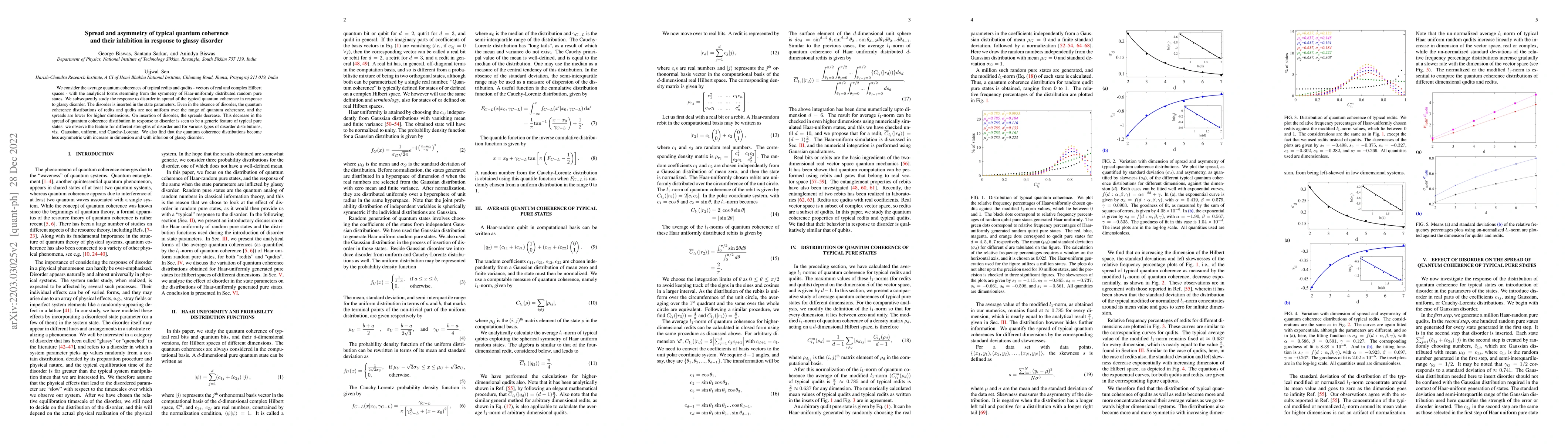 Thumbnail for Spread and asymmetry of typical quantum coherence and their inhibition
  in response to glassy disorder