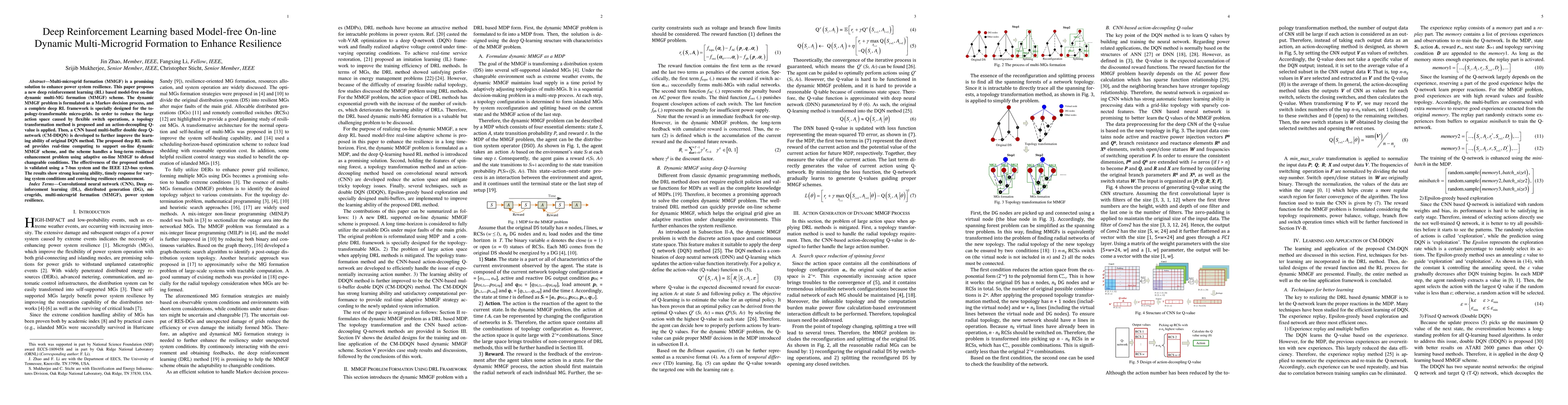 Thumbnail for Deep Reinforcement Learning based Model-free On-line Dynamic
  Multi-Microgrid Formation to Enhance Resilience