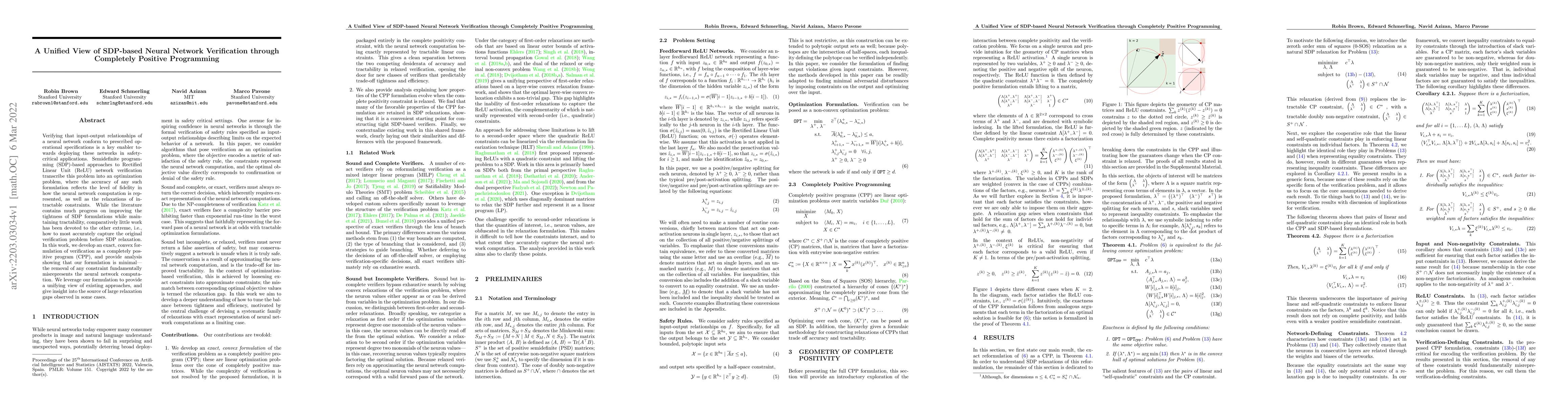 Thumbnail for A Unified View of SDP-based Neural Network Verification through
  Completely Positive Programming