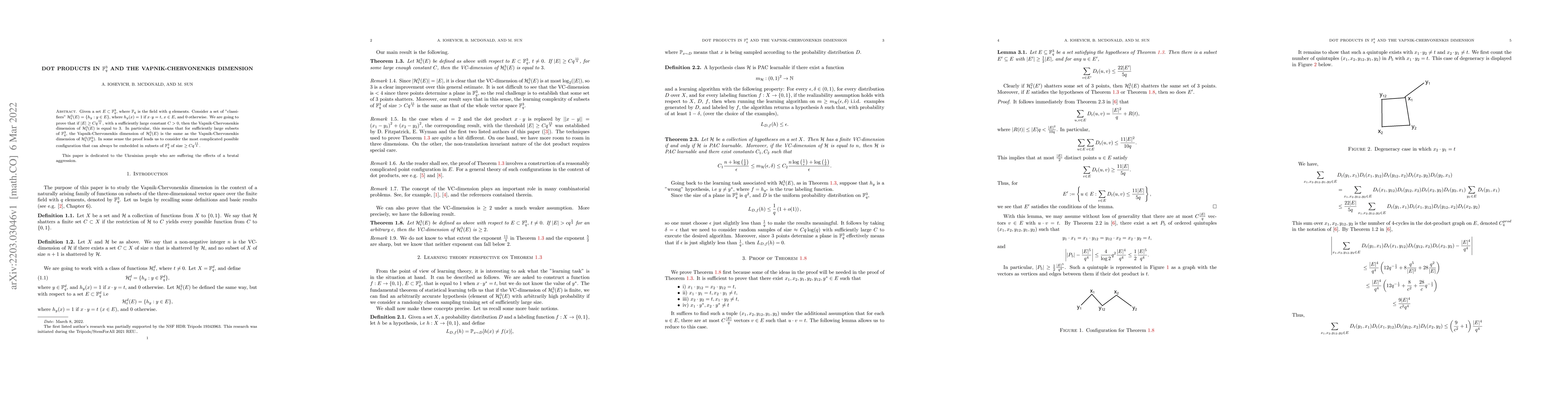 Thumbnail for Dot products in ${\Bbb F}_q^3$ and the Vapnik-Chervonenkis dimension