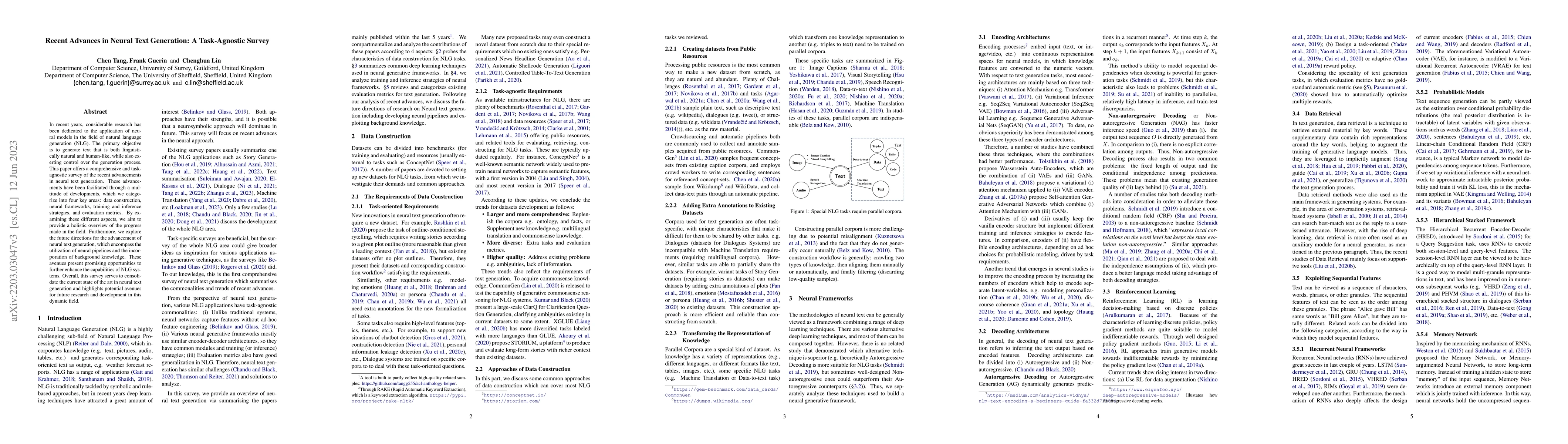 Thumbnail for Recent Advances in Neural Text Generation: A Task-Agnostic Survey