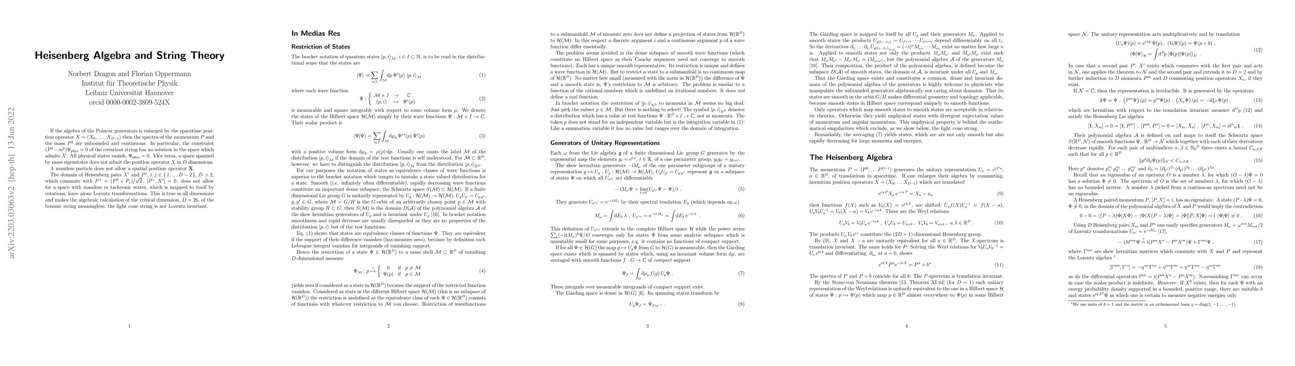 Thumbnail for Heisenberg Algebra and String Theory