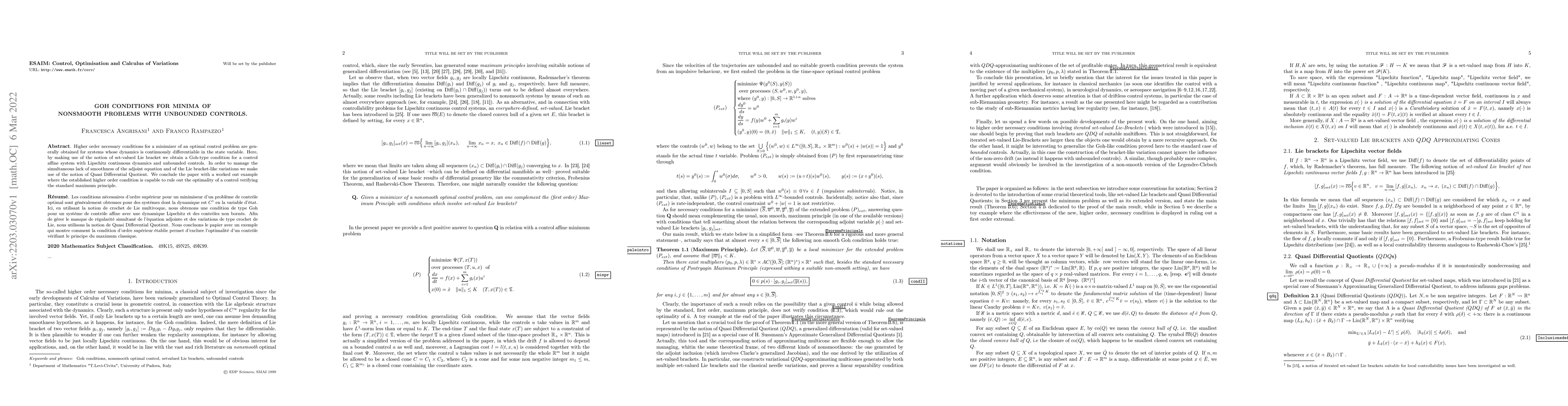 Thumbnail for Goh conditions for minima of nonsmooth problems with unbounded controls