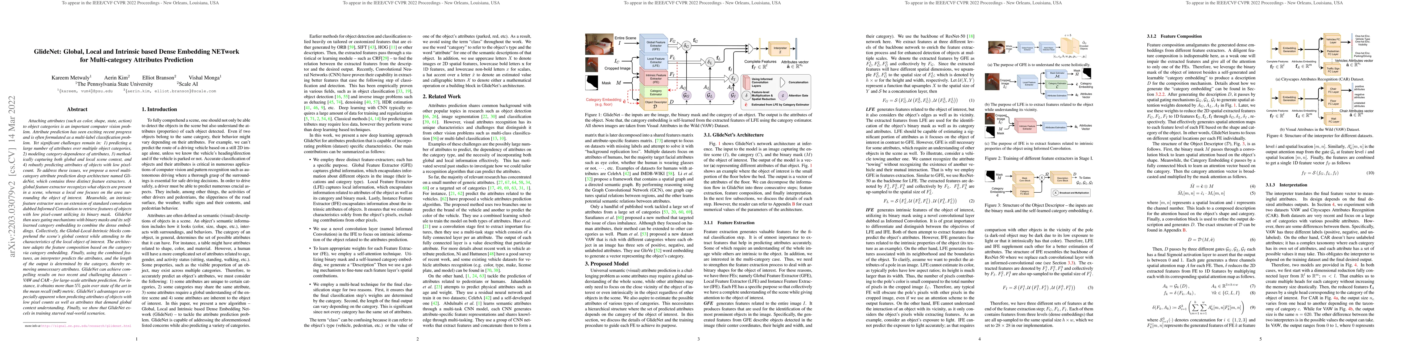 Thumbnail for GlideNet: Global, Local and Intrinsic based Dense Embedding NETwork for
  Multi-category Attributes Prediction