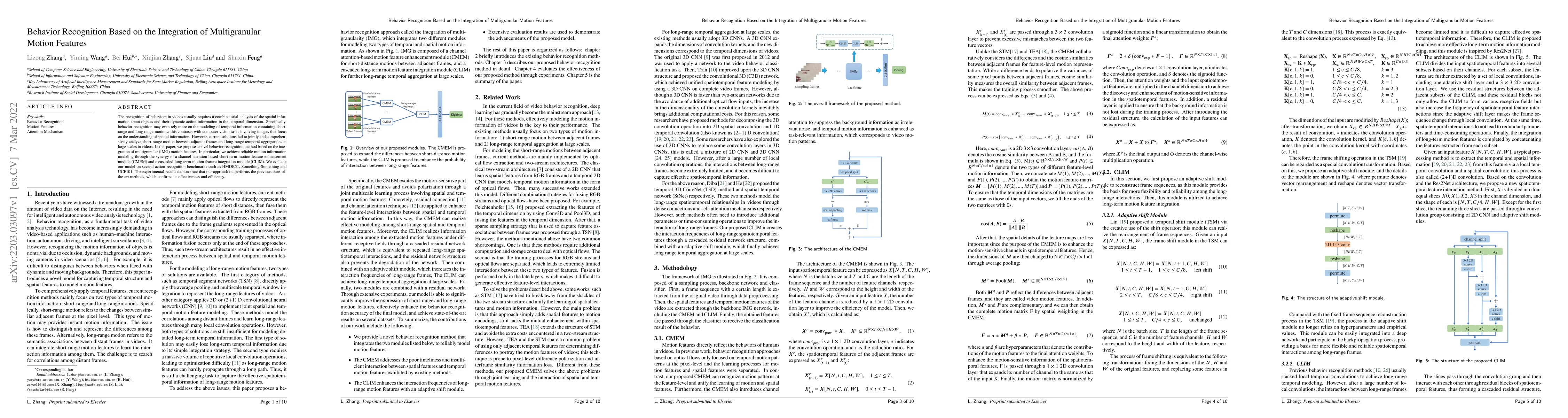 Thumbnail for Behavior Recognition Based on the Integration of Multigranular Motion
  Features