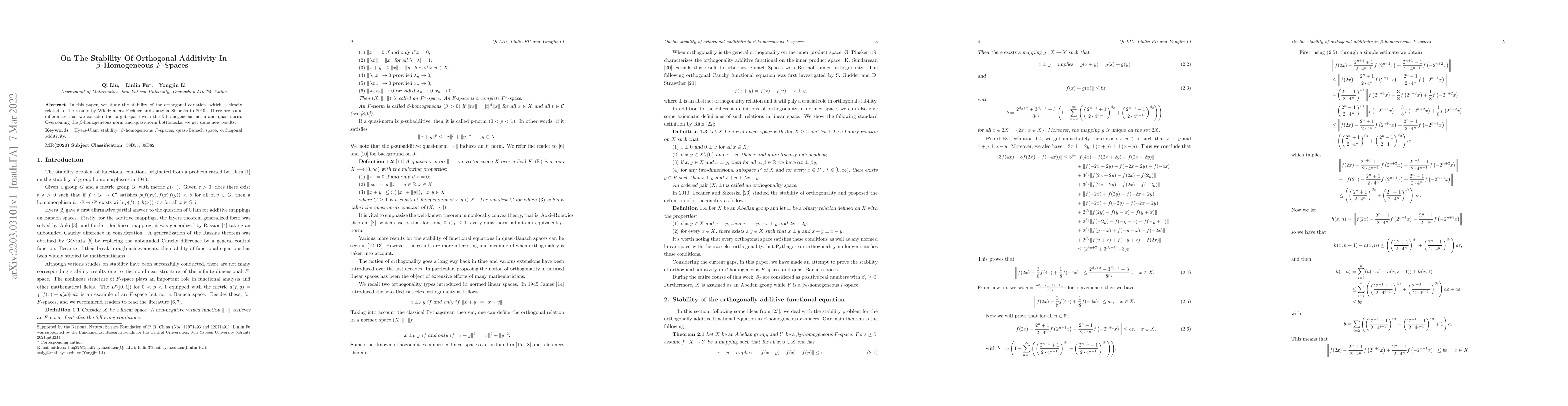 Thumbnail for On the stability of orthogonal additivity in $\beta$-homogeneous
  $F$-spaces and quasi-Banach spaces
