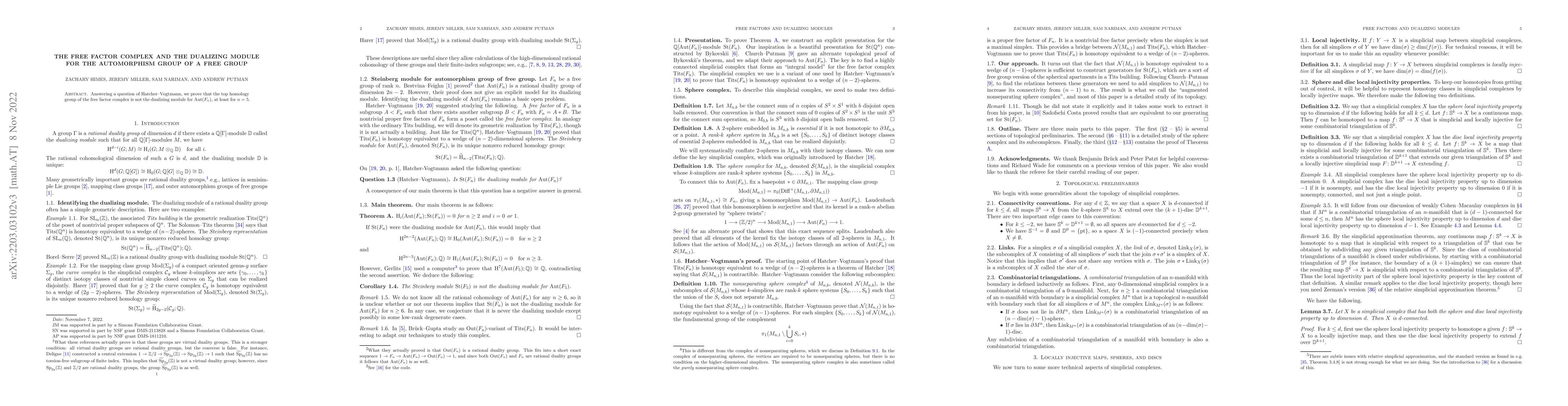 Thumbnail for The free factor complex and the dualizing module for the automorphism
  group of a free group
