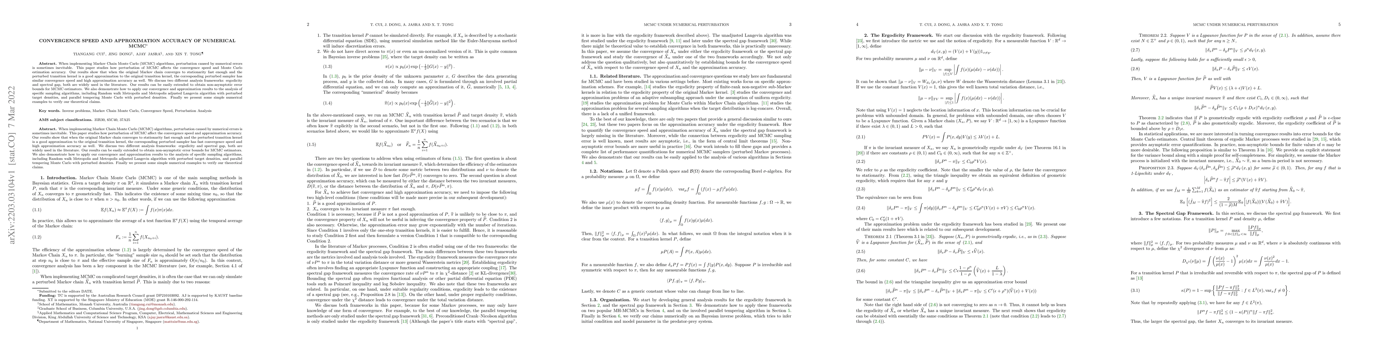 Thumbnail for Convergence Speed and Approximation Accuracy of Numerical MCMC