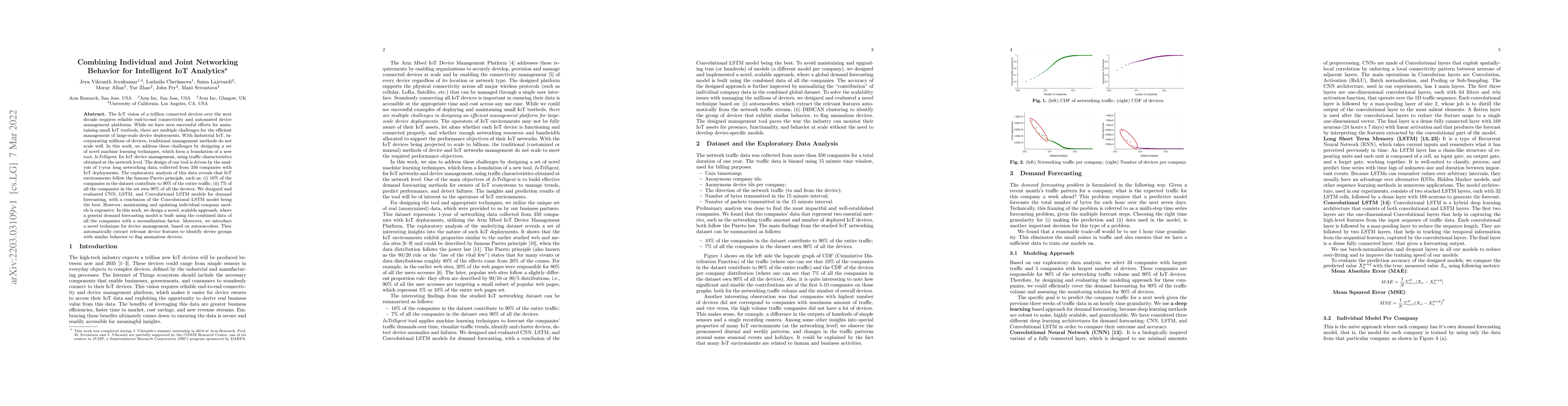 Thumbnail for Combining Individual and Joint Networking Behavior for Intelligent IoT
  Analytics