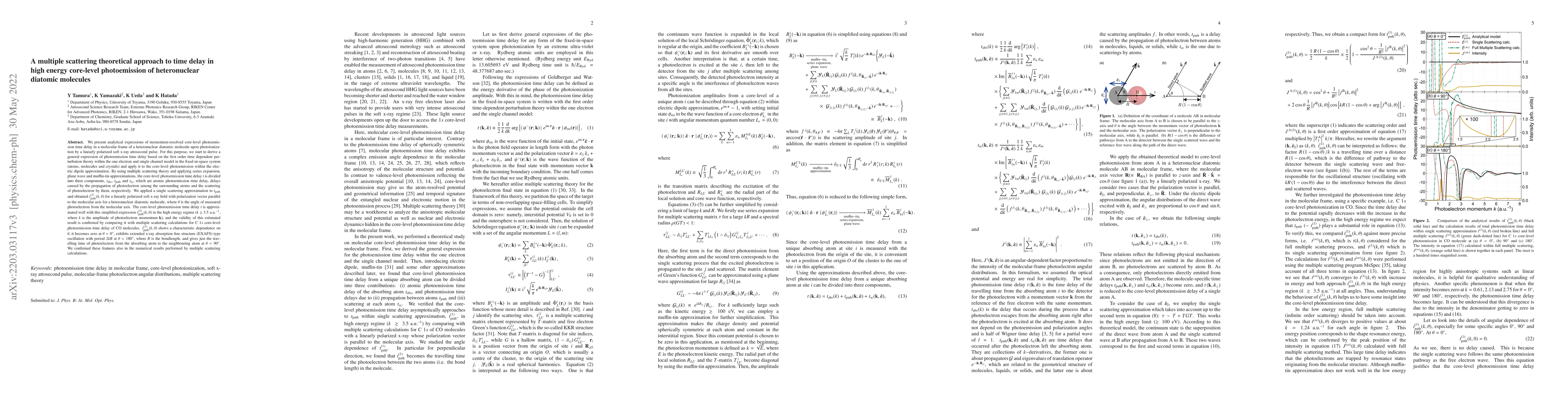 Thumbnail for A multiple scattering theoretical approach to time delay in high energy
  core-level photoemission of heteronuclear diatomic molecules