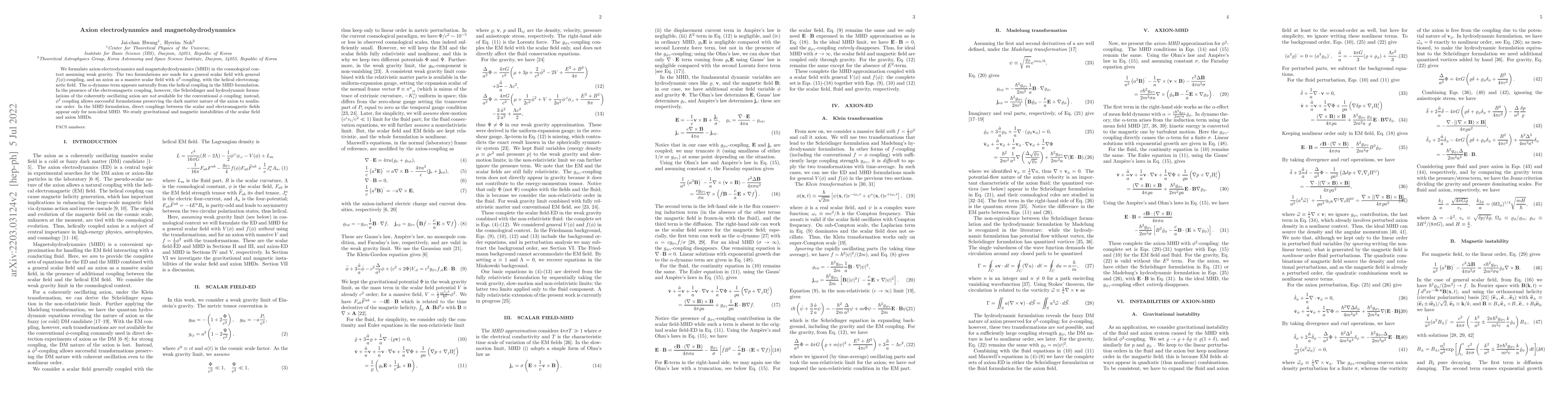 Thumbnail for Axion electrodynamics and magnetohydrodynamics