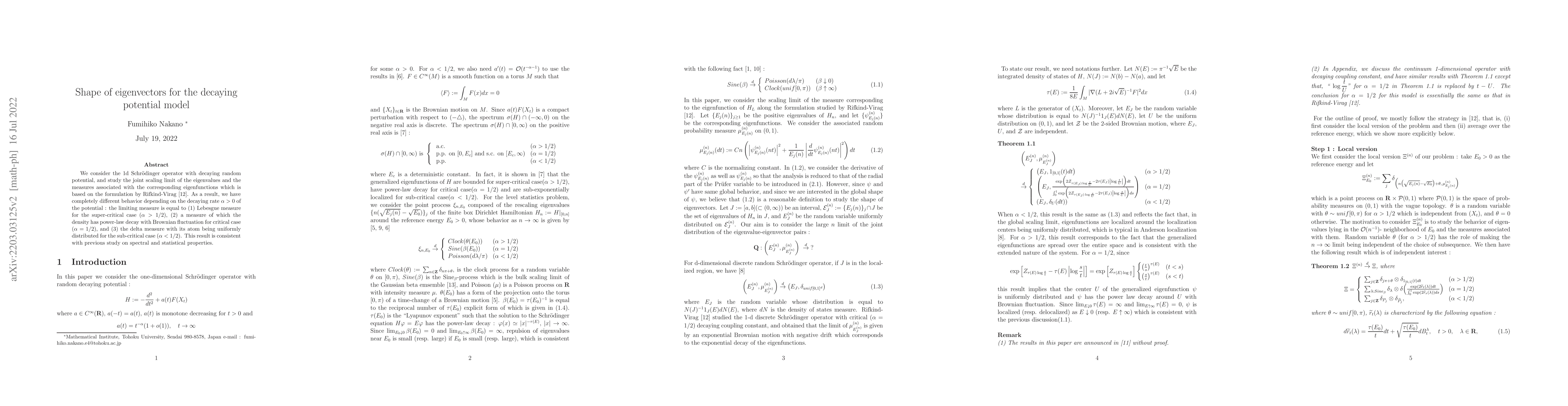 Thumbnail for Shape of eigenvectors for the decaying potential model