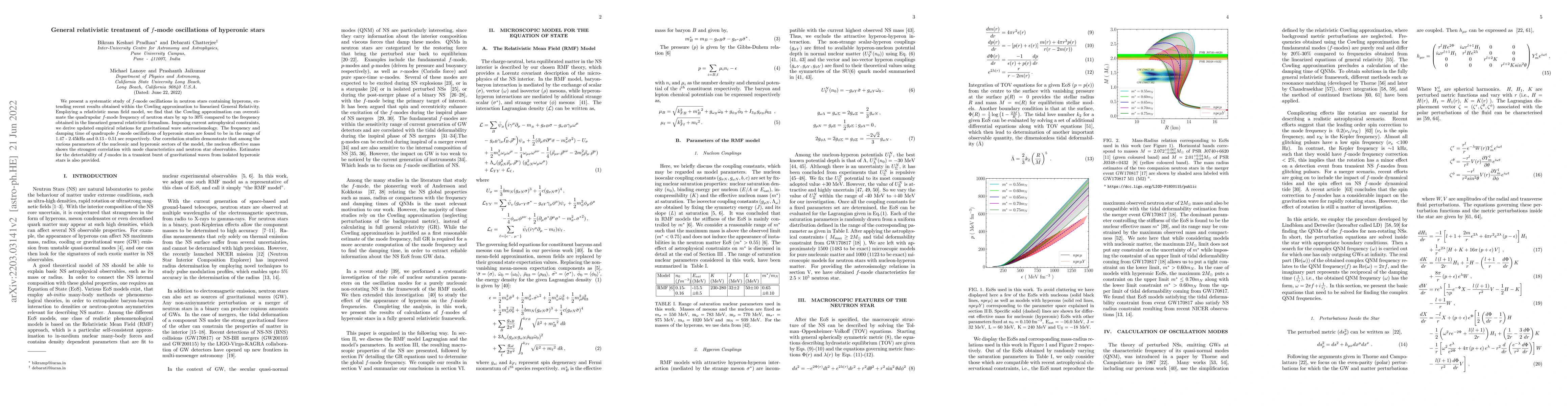 Thumbnail for General relativistic treatment of $f$-mode oscillations of hyperonic
  stars