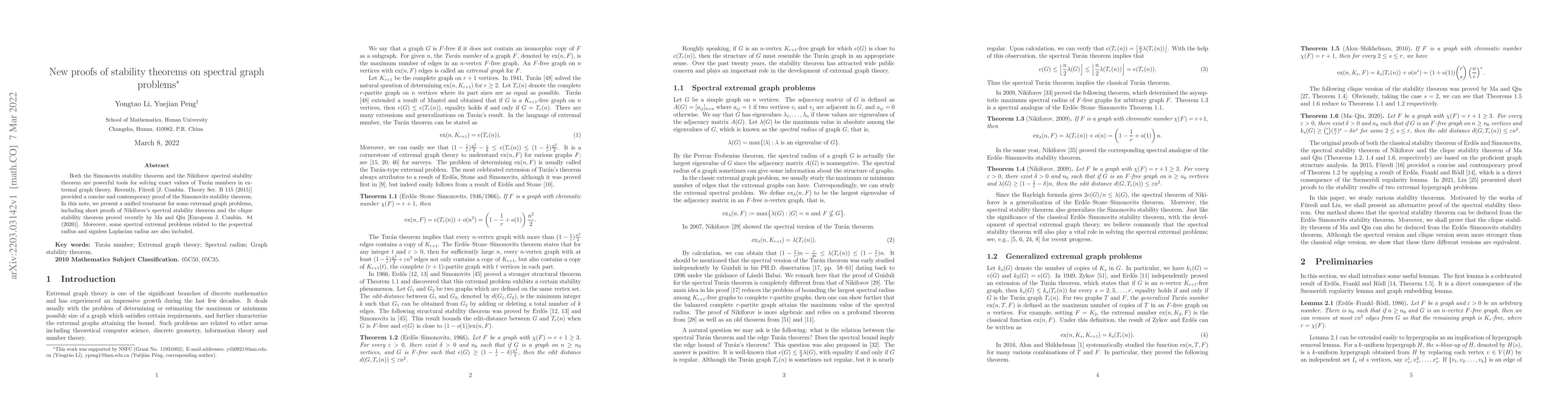 Thumbnail for New proofs of stability theorems on spectral graph problems