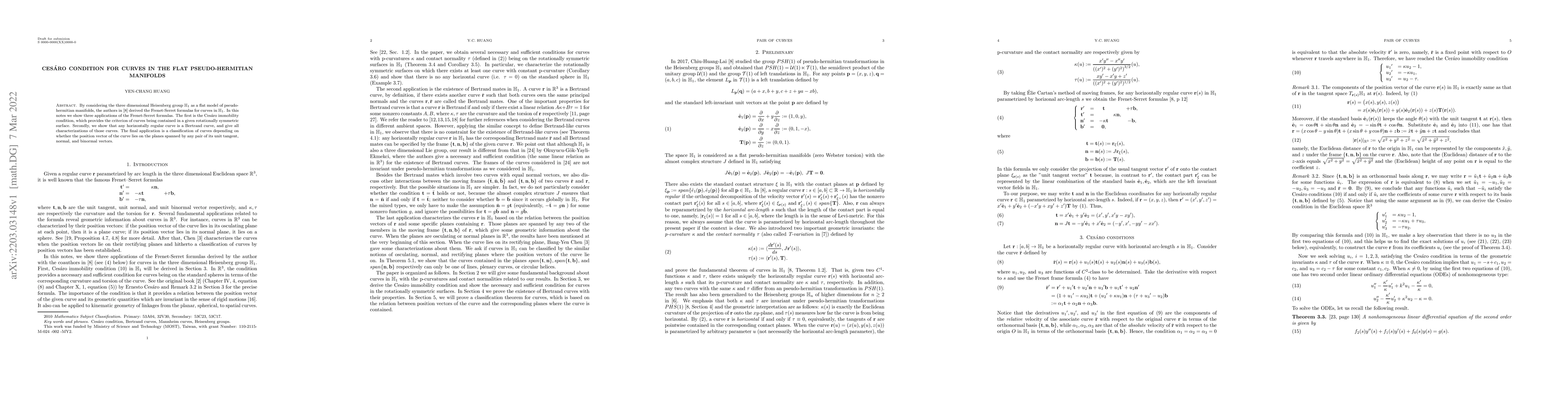 Thumbnail for Ces\'{a}ro condition for curves in the flat pseudo-hermitian manifolds