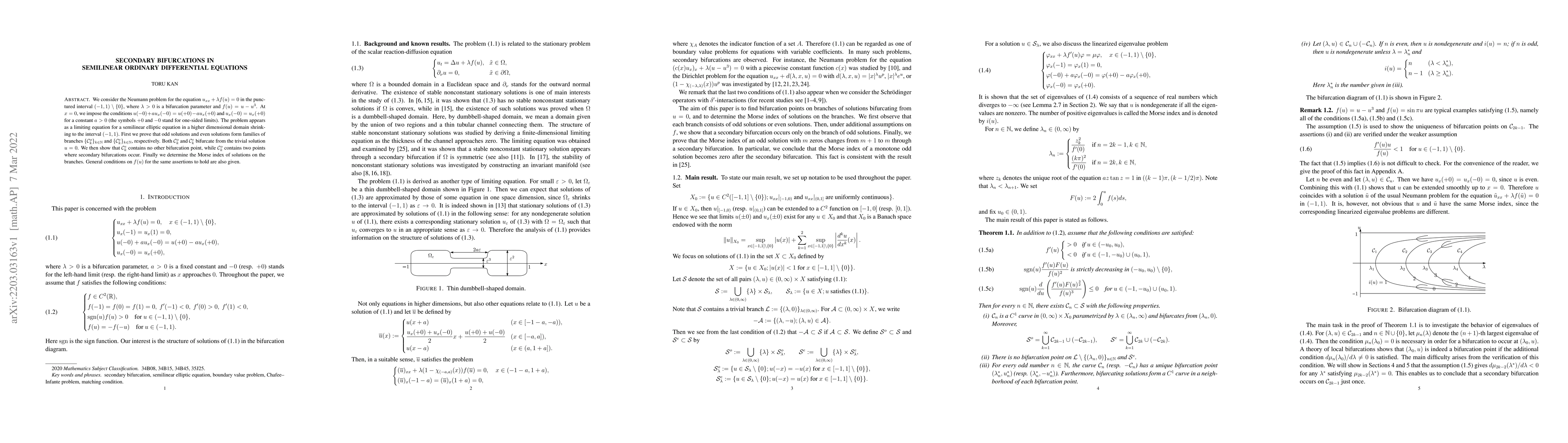 Thumbnail for Secondary bifurcations in semilinear ordinary differential equations