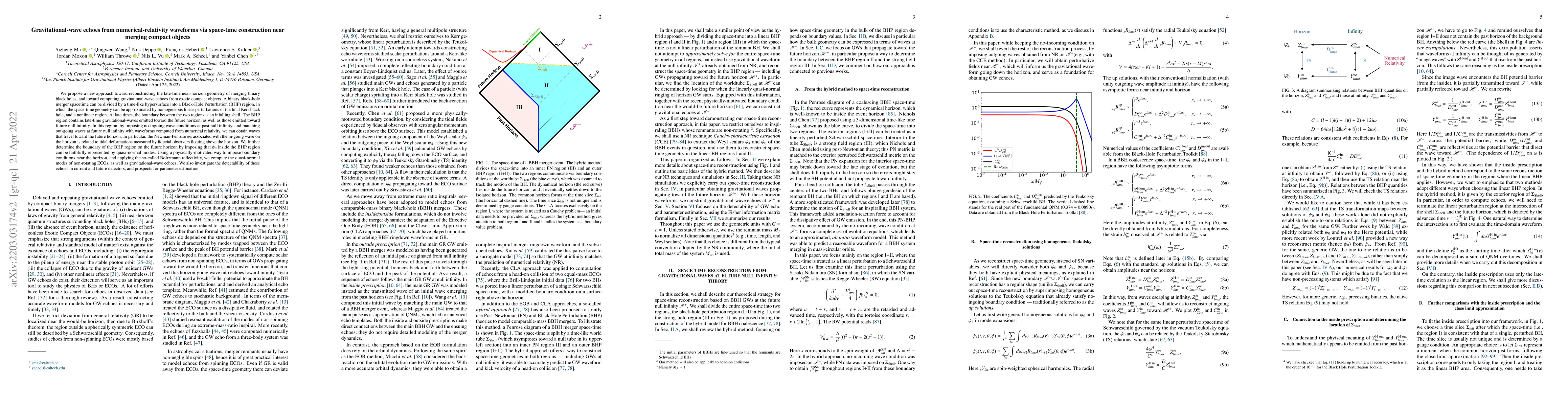Thumbnail for Gravitational-wave echoes from numerical-relativity waveforms via
  space-time construction near merging compact objects