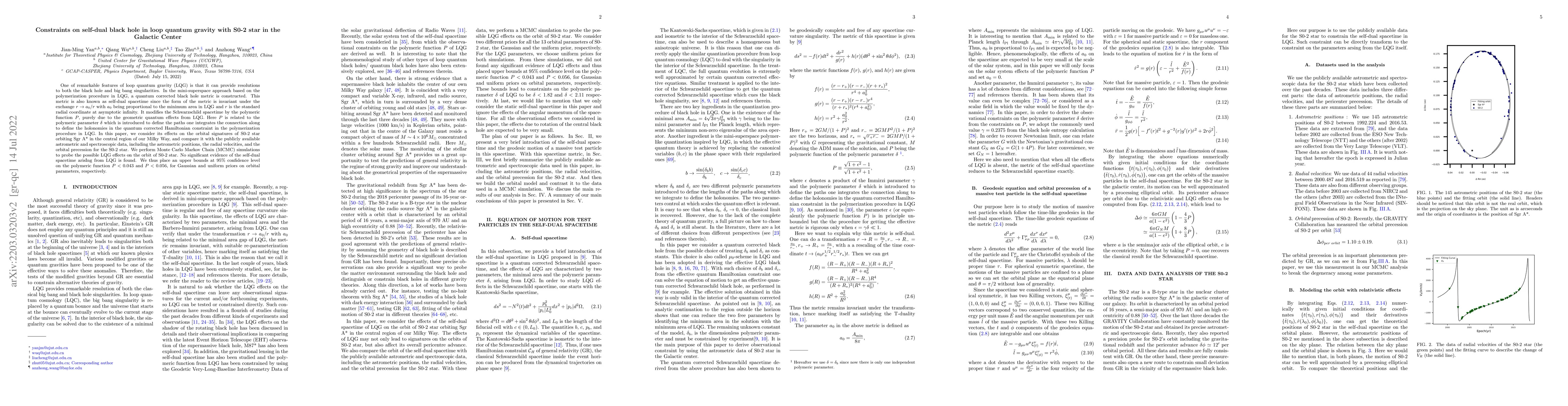 Thumbnail for Constraints on self-dual black hole in loop quantum gravity with S0-2
  star in the Galactic Center