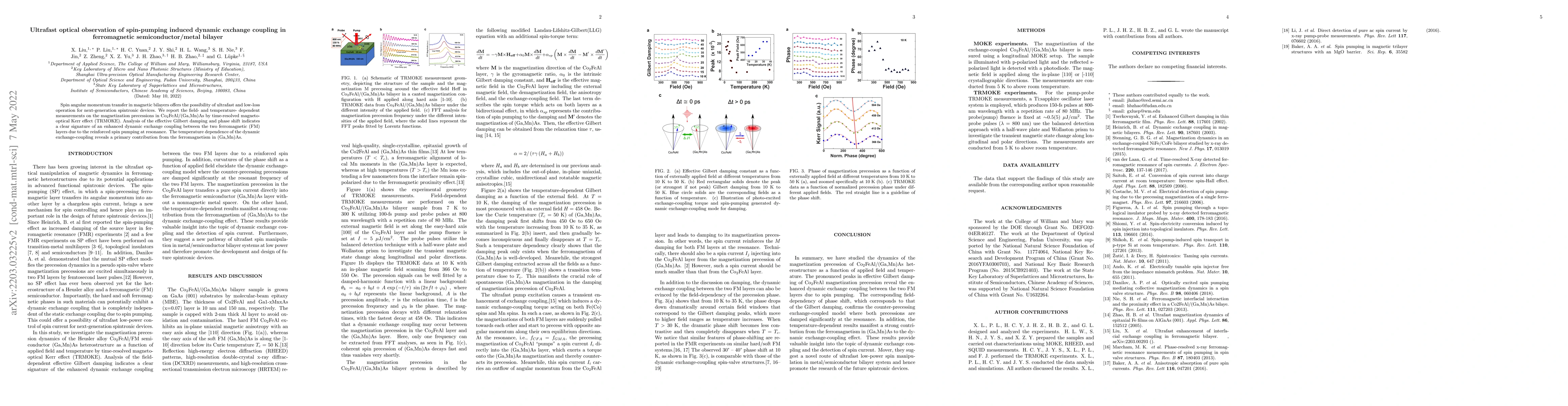 Thumbnail for Ultrafast optical observation of spin-pumping induced dynamic exchange
  coupling in ferromagnetic semiconductor/metal bilayer
