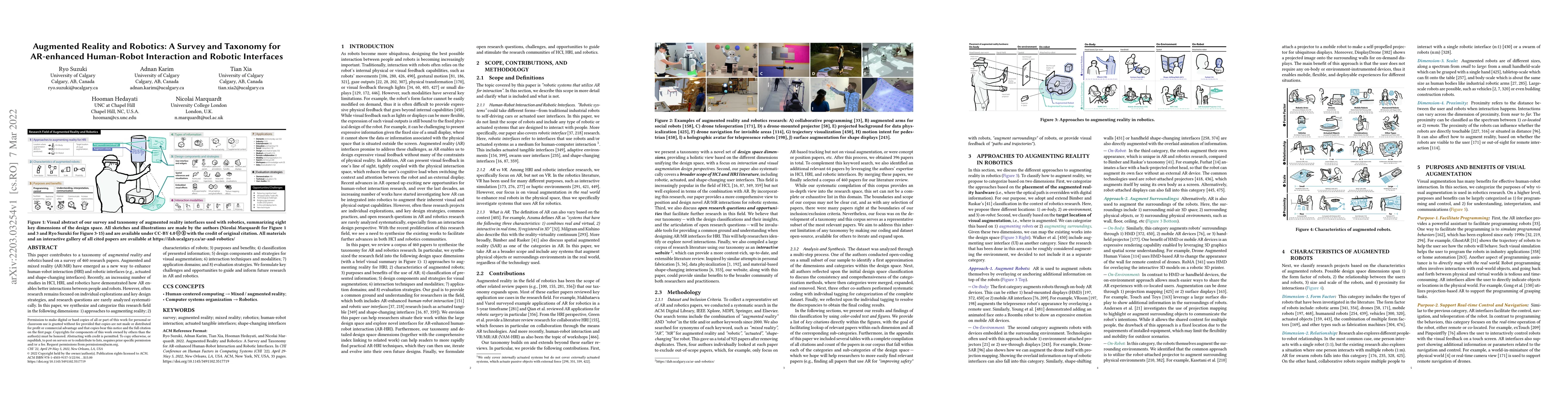 Thumbnail for Augmented Reality and Robotics: A Survey and Taxonomy for AR-enhanced
  Human-Robot Interaction and Robotic Interfaces