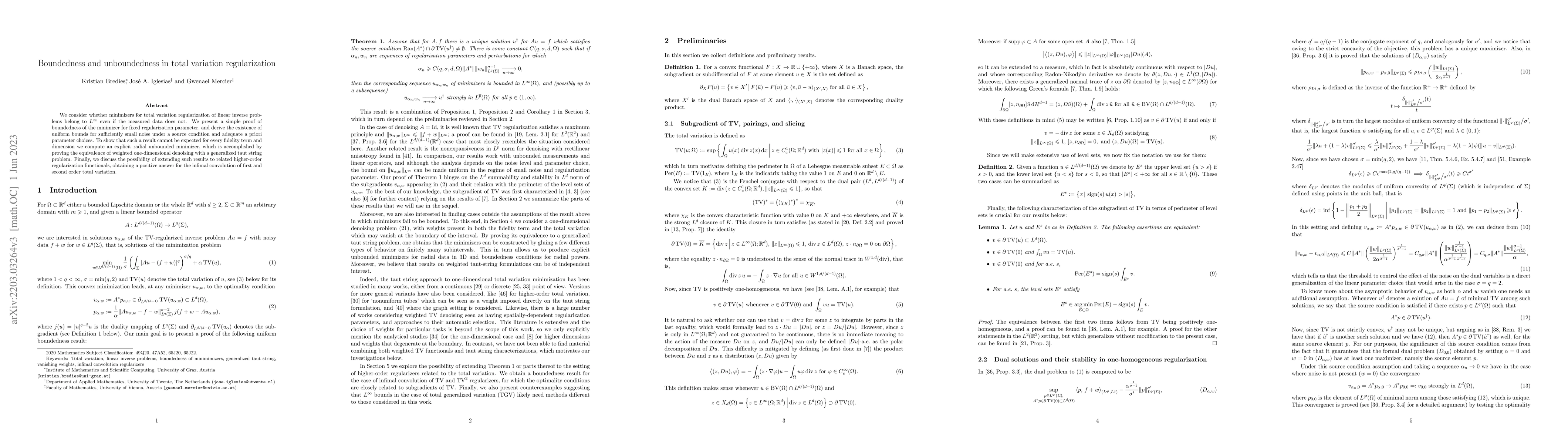 Thumbnail for Boundedness and unboundedness in total variation regularization