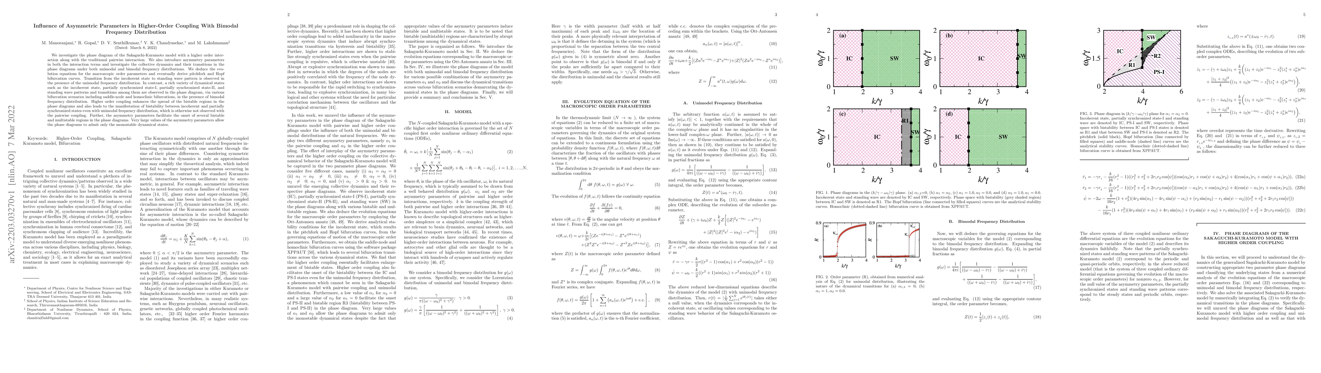 Thumbnail for Influence of Asymmetric Parameters in Higher-Order Coupling With Bimodal
  Frequency Distribution
