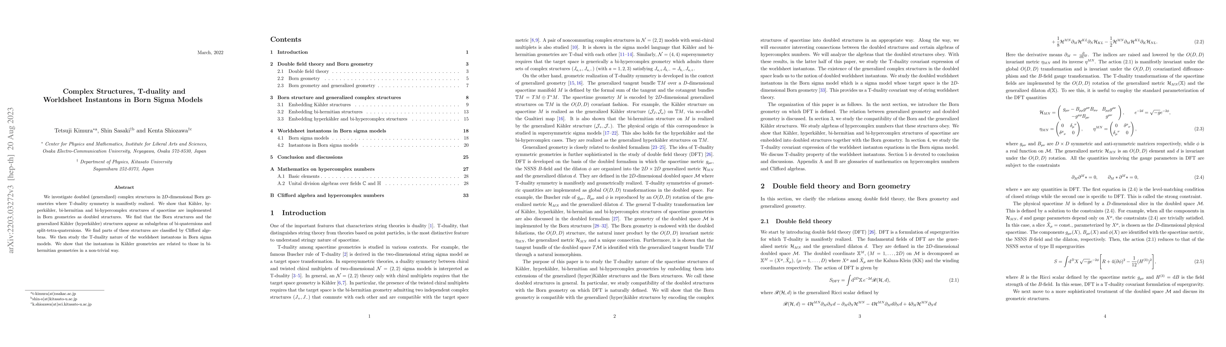 Thumbnail for Complex Structures, T-duality and Worldsheet Instantons in Born Sigma
  Models