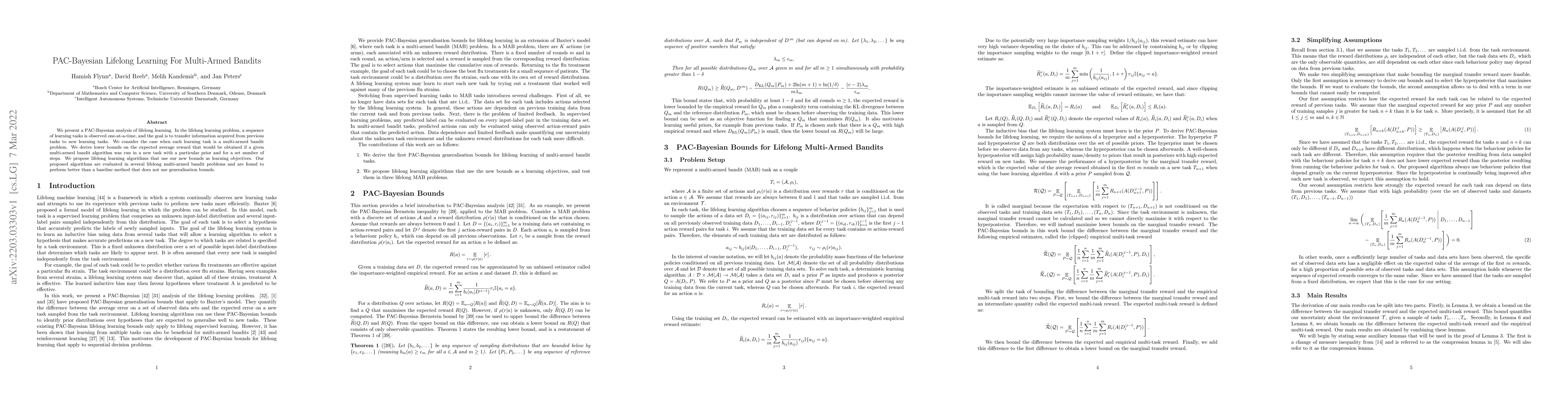 Thumbnail for PAC-Bayesian Lifelong Learning For Multi-Armed Bandits