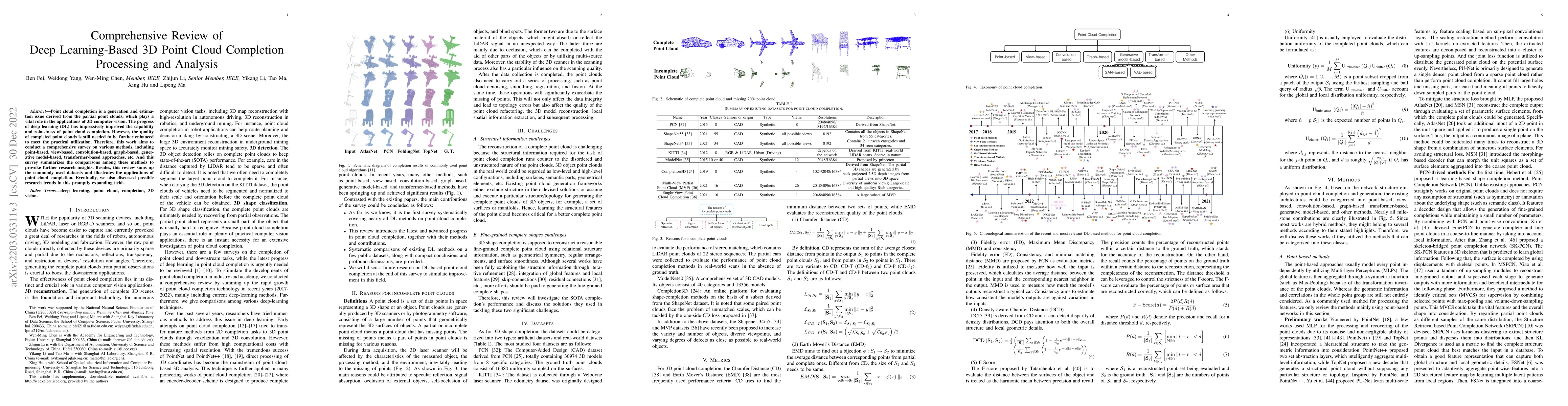 Thumbnail for Comprehensive Review of Deep Learning-Based 3D Point Cloud Completion
  Processing and Analysis