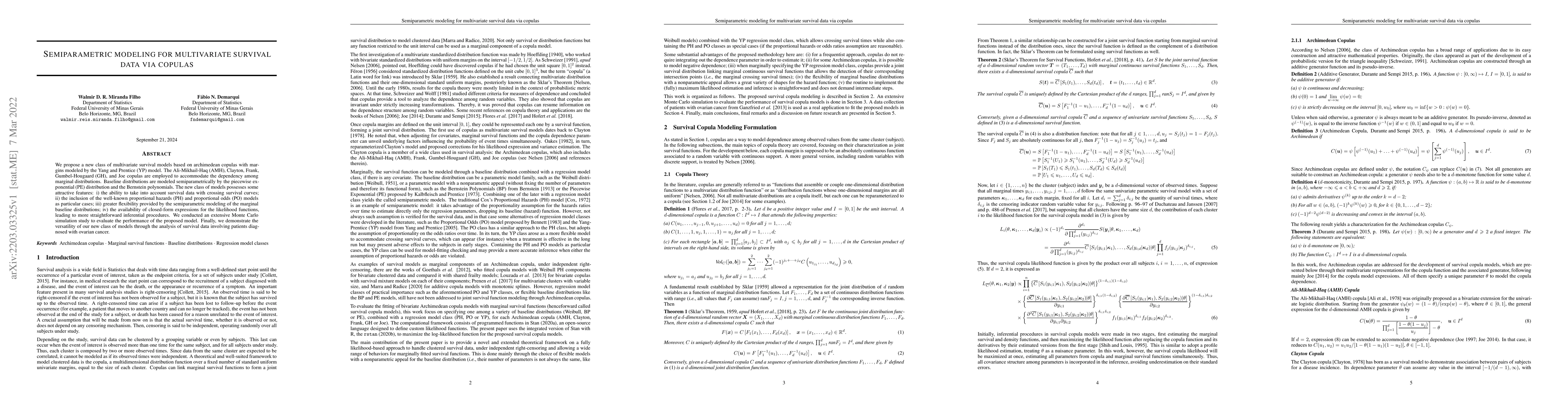 Thumbnail for Semiparametric Modeling for Multivariate Survival Data via Copulas