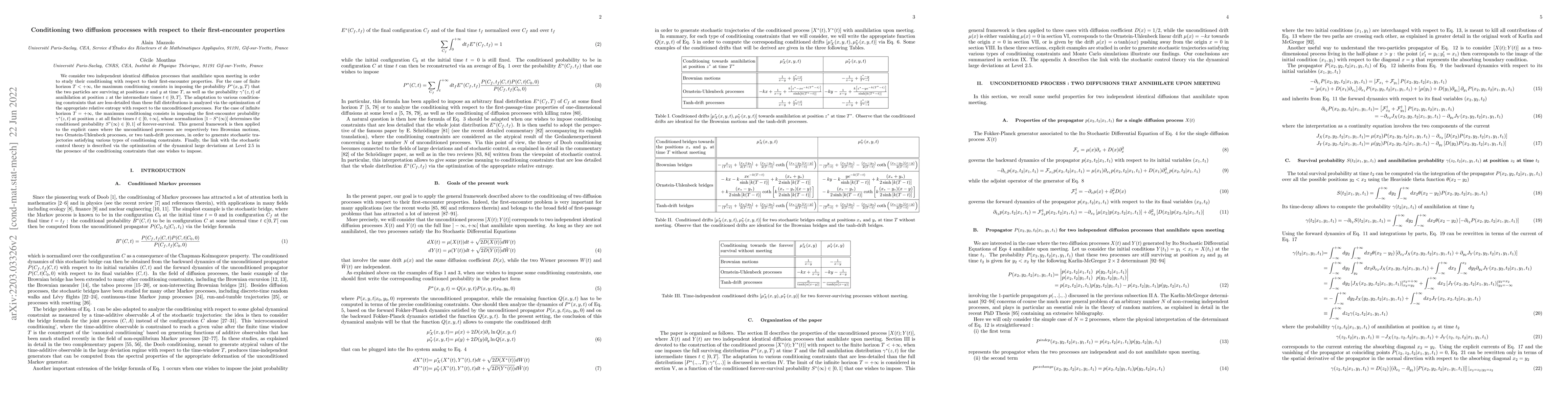 Thumbnail for Conditioning two diffusion processes with respect to their
  first-encounter properties