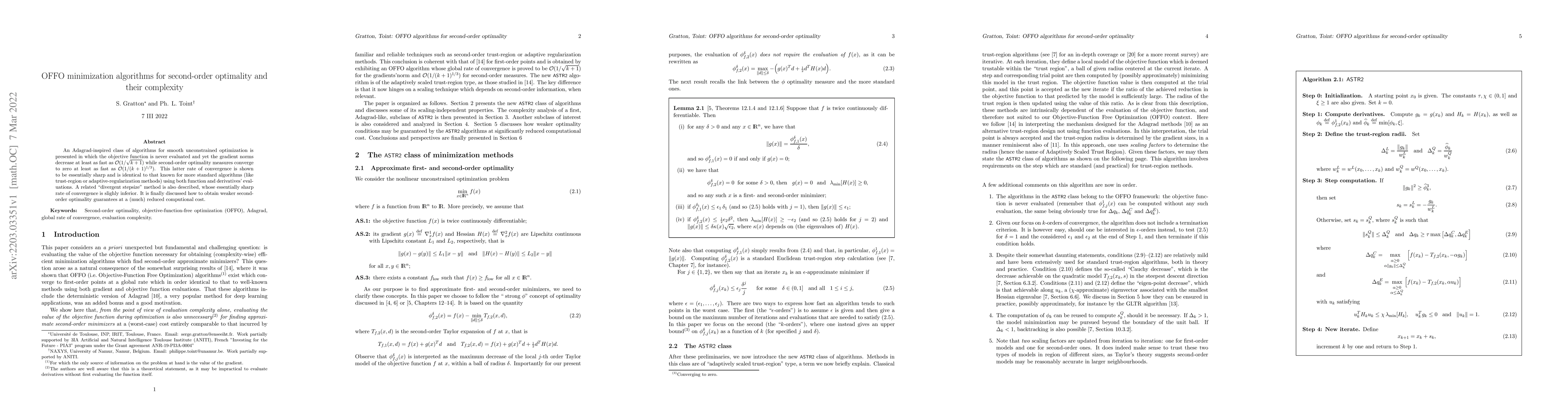 Thumbnail for OFFO minimization algorithms for second-order optimality and their
  complexity