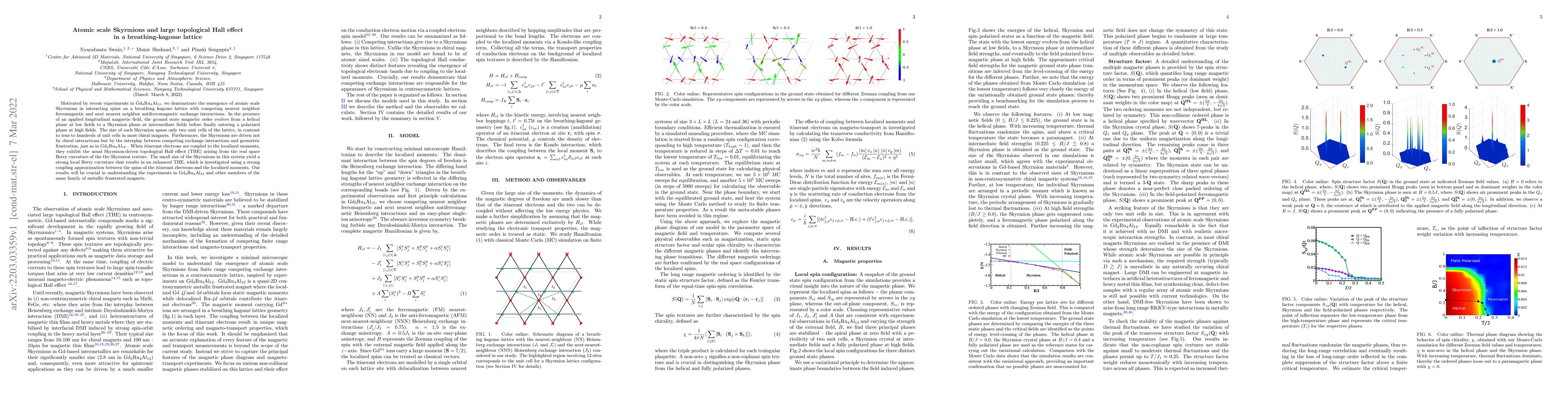 Thumbnail for Atomic scale skyrmions and large topological Hall effect in a
  breathing-kagome lattice