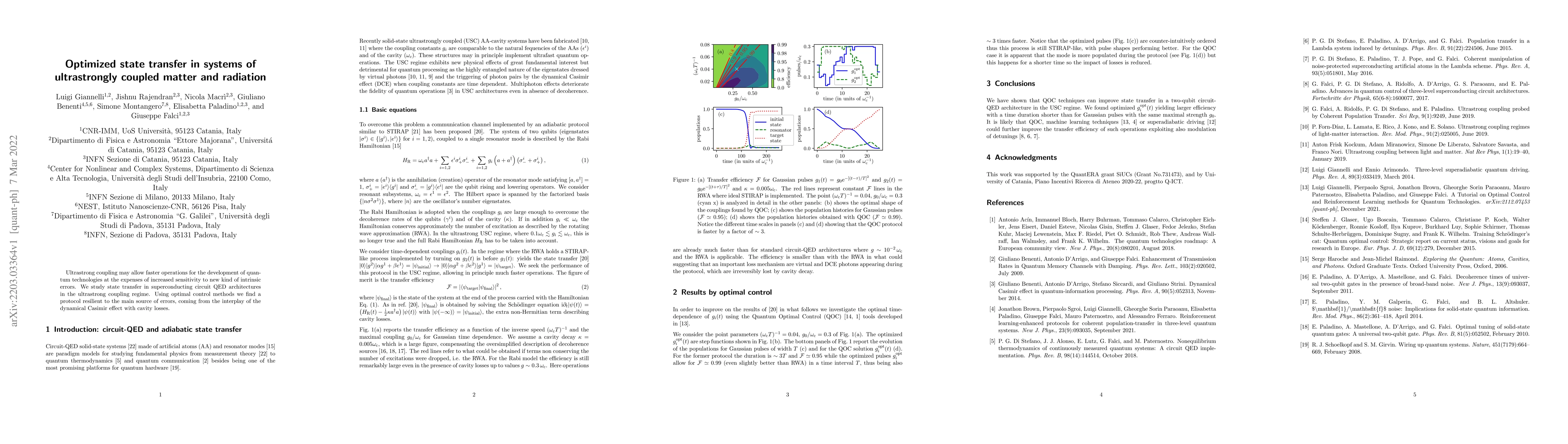 Thumbnail for Optimized state transfer in systems of ultrastrongly coupled matter and
  radiation